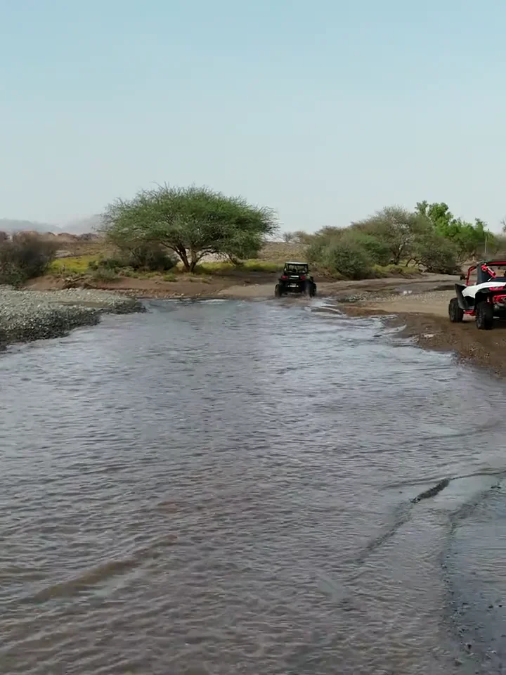 A guided buggy convoy following the rocky Wadi Al Rak trail