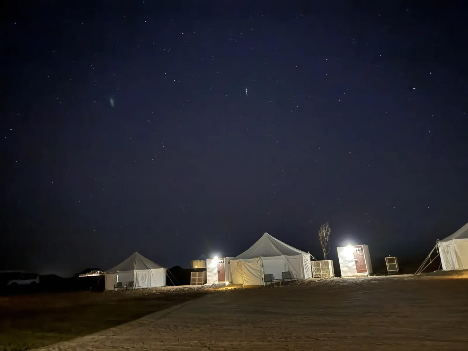 FOX ATVS expedition tents beneath a star-filled night sky