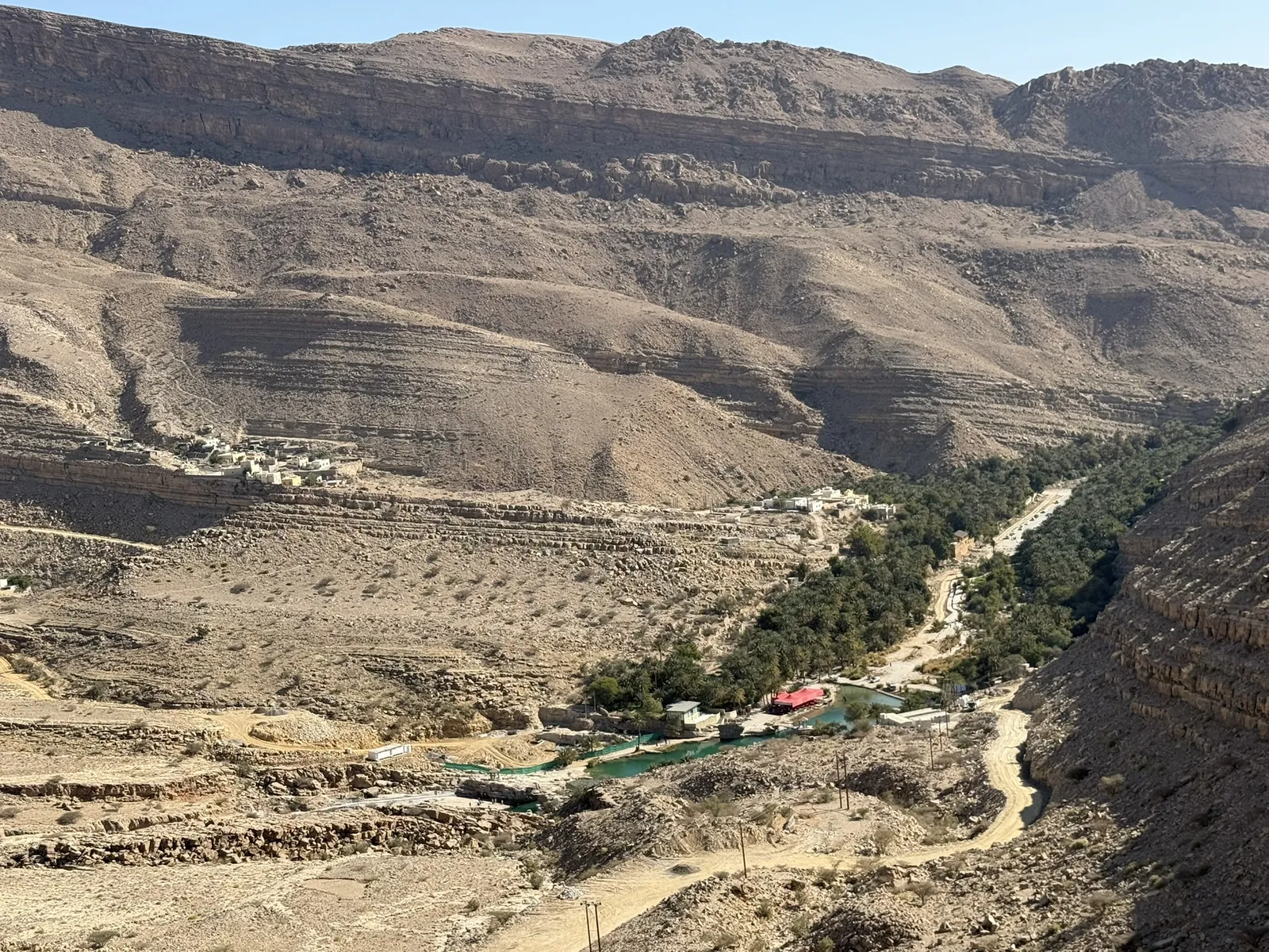 A view across Wadi Bani Khalid and its mountain valley