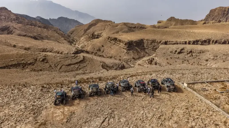 FOXATVs expedition vehicles gathered in the Jabal Abyad landscape